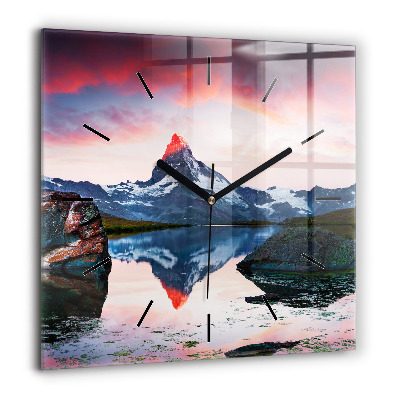 Pendule carrée en verre 60x60 cm Stellisee Lac du Cervin