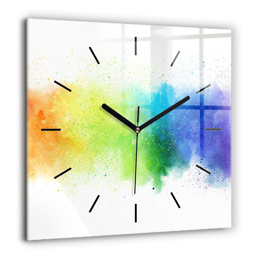 Horloge murale carrée 60x60 cm Arc-en-ciel abstrait