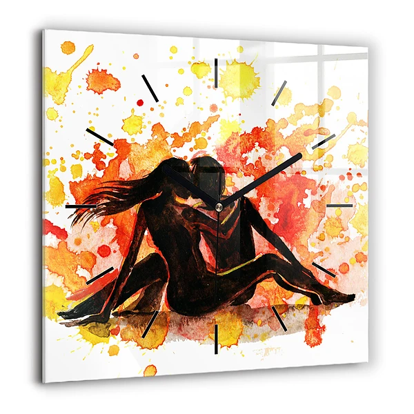 Pendule carrée en verre 60x60 cm Amour et couple amoureux