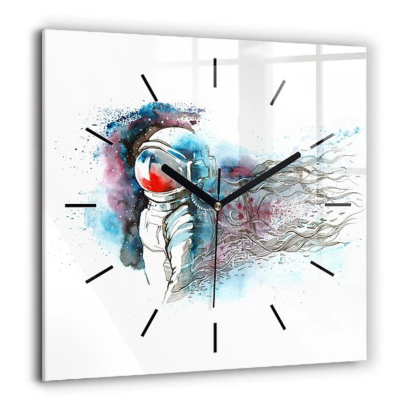 Horloge murale carrée 60x60 cm Astronaute abstrait