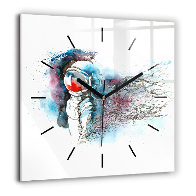 Horloge murale carrée 60x60 cm Astronaute abstrait