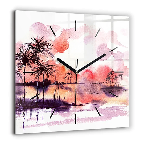 Horloge murale carrée 60x60 cm Paysage tropical