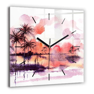 Horloge murale carrée 60x60 cm Paysage tropical