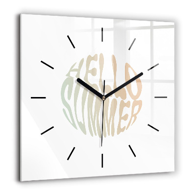 Horloge carrée en verre 60x60 cm Bonjour l'été !