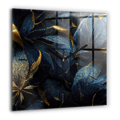 Horloge carrée en verre 60x60 cm Fleurs décoratives