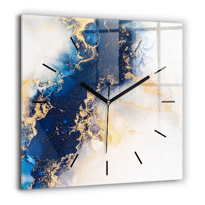 Horloge carrée en verre 60x60 cm Motif de marbre