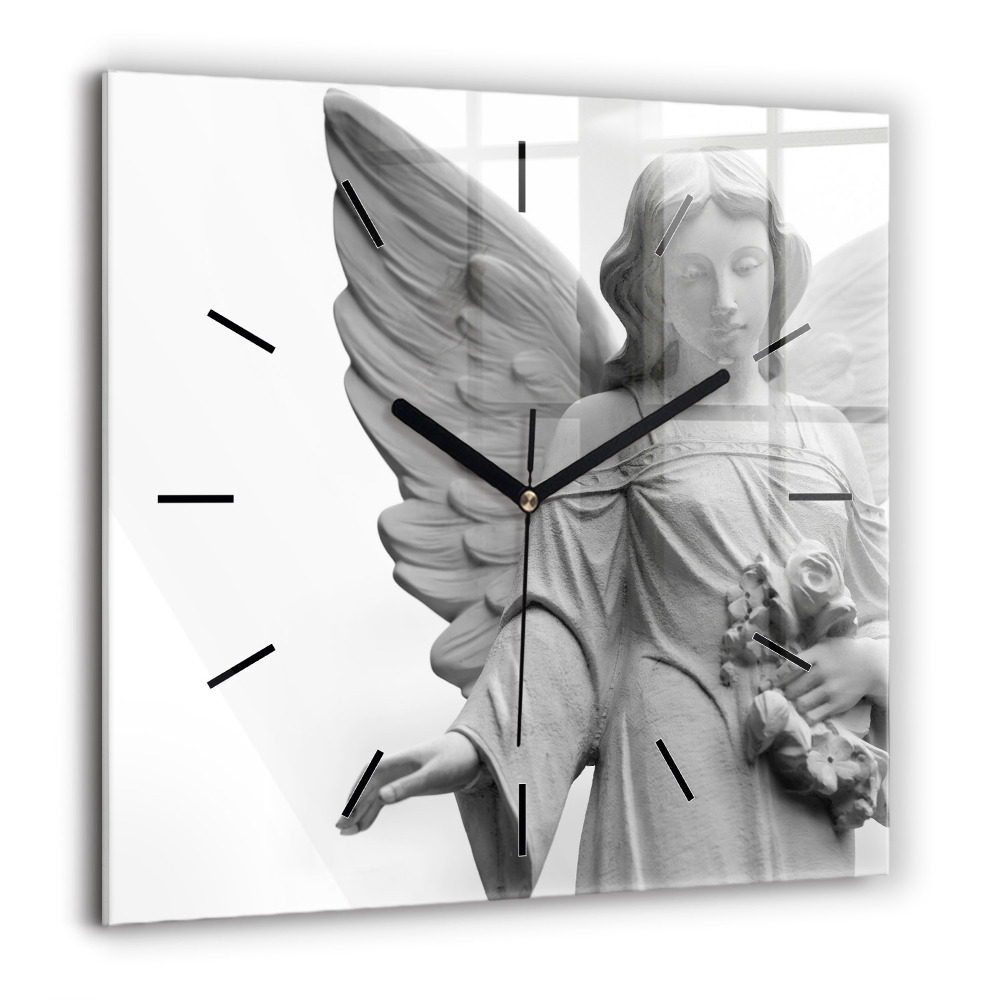 Horloge murale carrée 60x60 cm Sculpture d'un vieil ange
