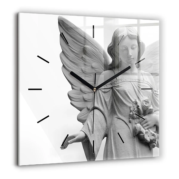 Horloge murale carrée 60x60 cm Sculpture d'un vieil ange