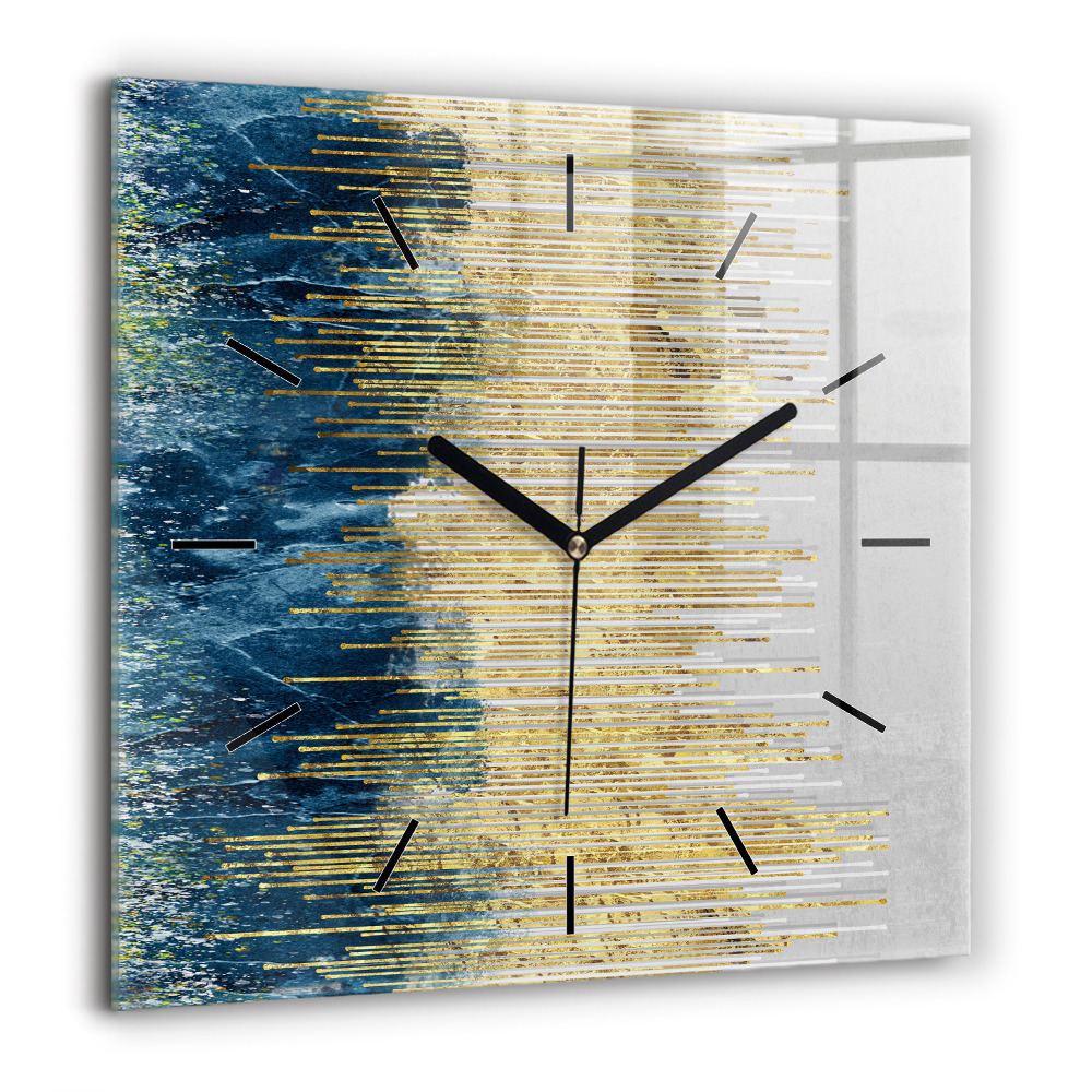 Horloge murale carrée 60x60 cm Motif décoratif et or