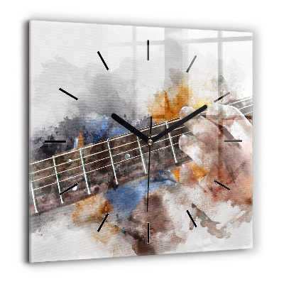 Horloge murale carrée 60x60 cm Graphique d'une guitare
