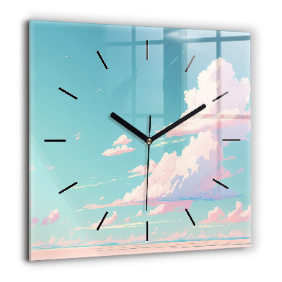 Horloge murale carrée 60x60 cm Ciel couleur pastel