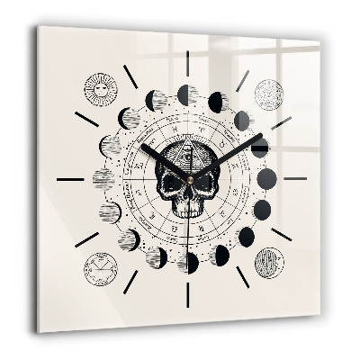 Horloge carrée en verre 60x60 cm Phases de la lune