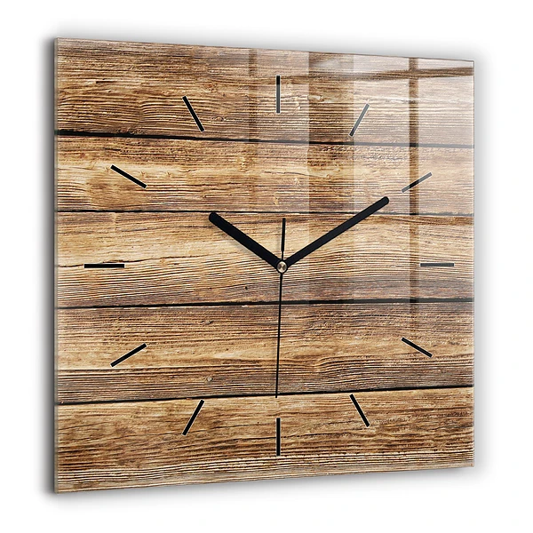 Pendule carrée en verre 60x60 cm Planches en bois