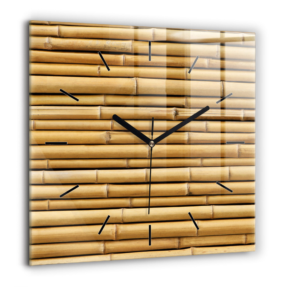 Horloge carrée en verre 60x60 cm Poteaux en bambou