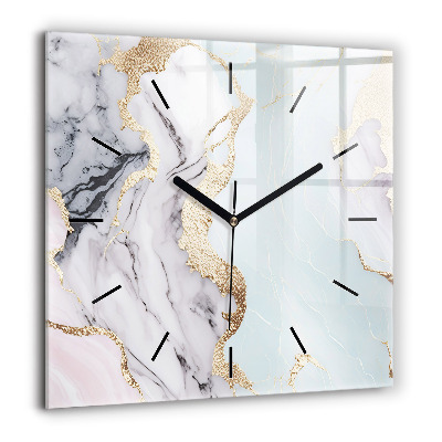 Horloge murale carrée 60x60 cm Marbre pastel