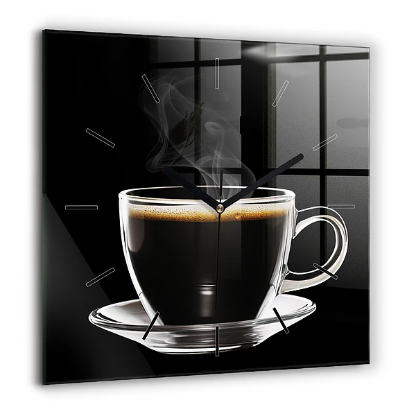 Horloge murale carrée 60x60 cm Café noir