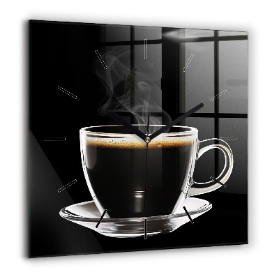 Horloge murale carrée 60x60 cm Café noir