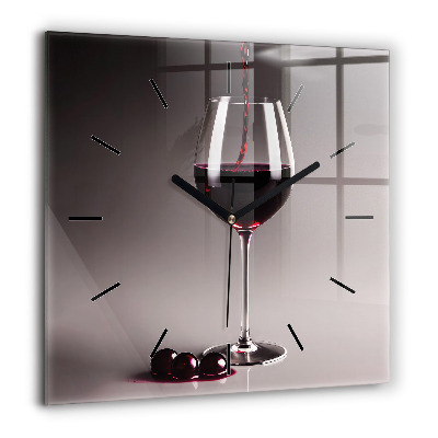 Horloge murale carrée 60x60 cm Lampe de vin rouge