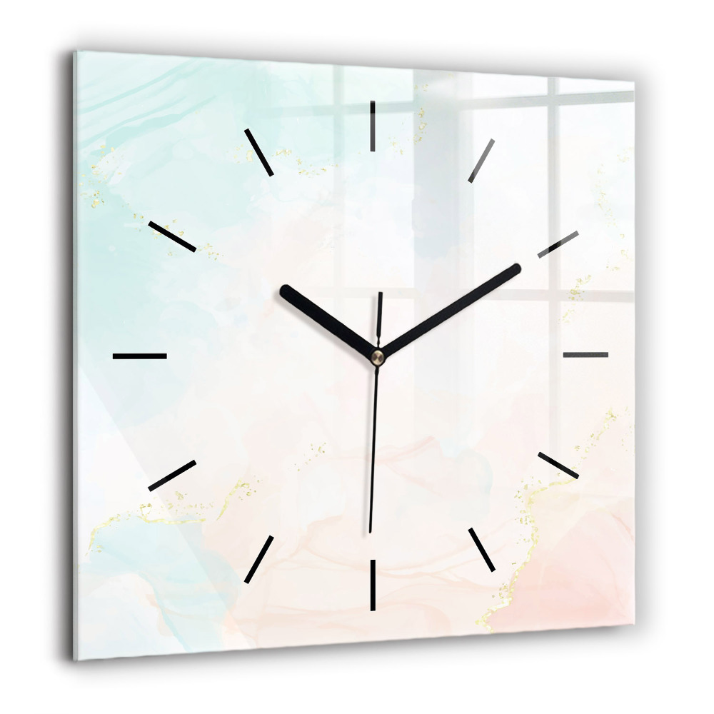 Pendule carrée en verre 60x60 cm Aquarelle marbre