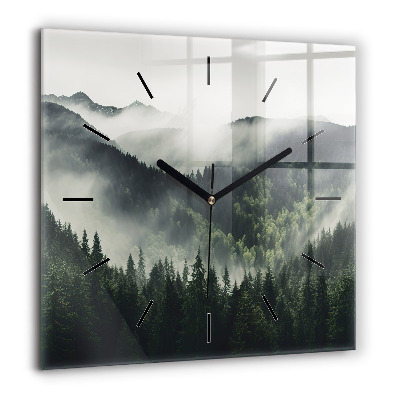 Horloge murale carrée 60x60 cm Paysage forestier