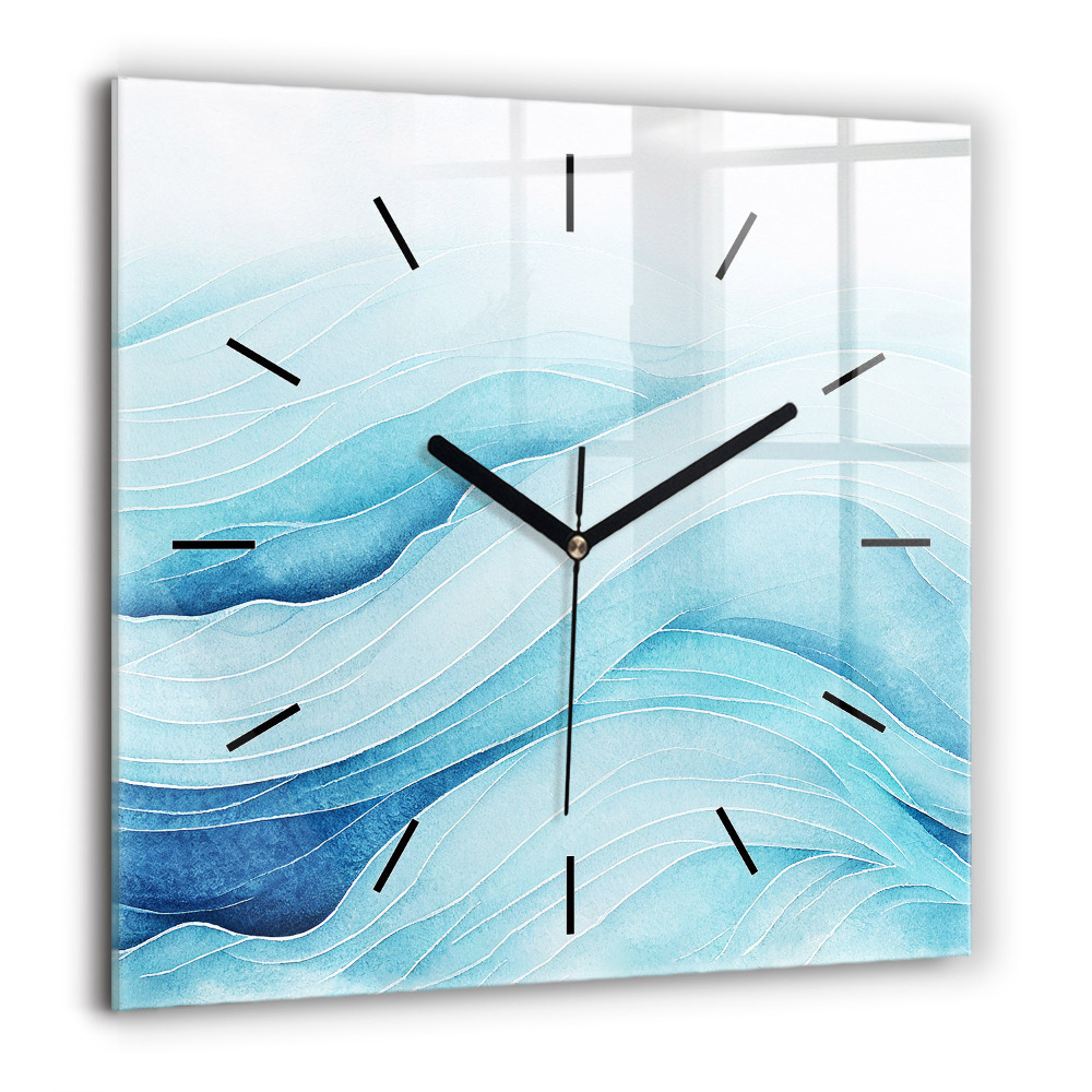 Pendule carrée en verre 60x60 cm Nuages bleus