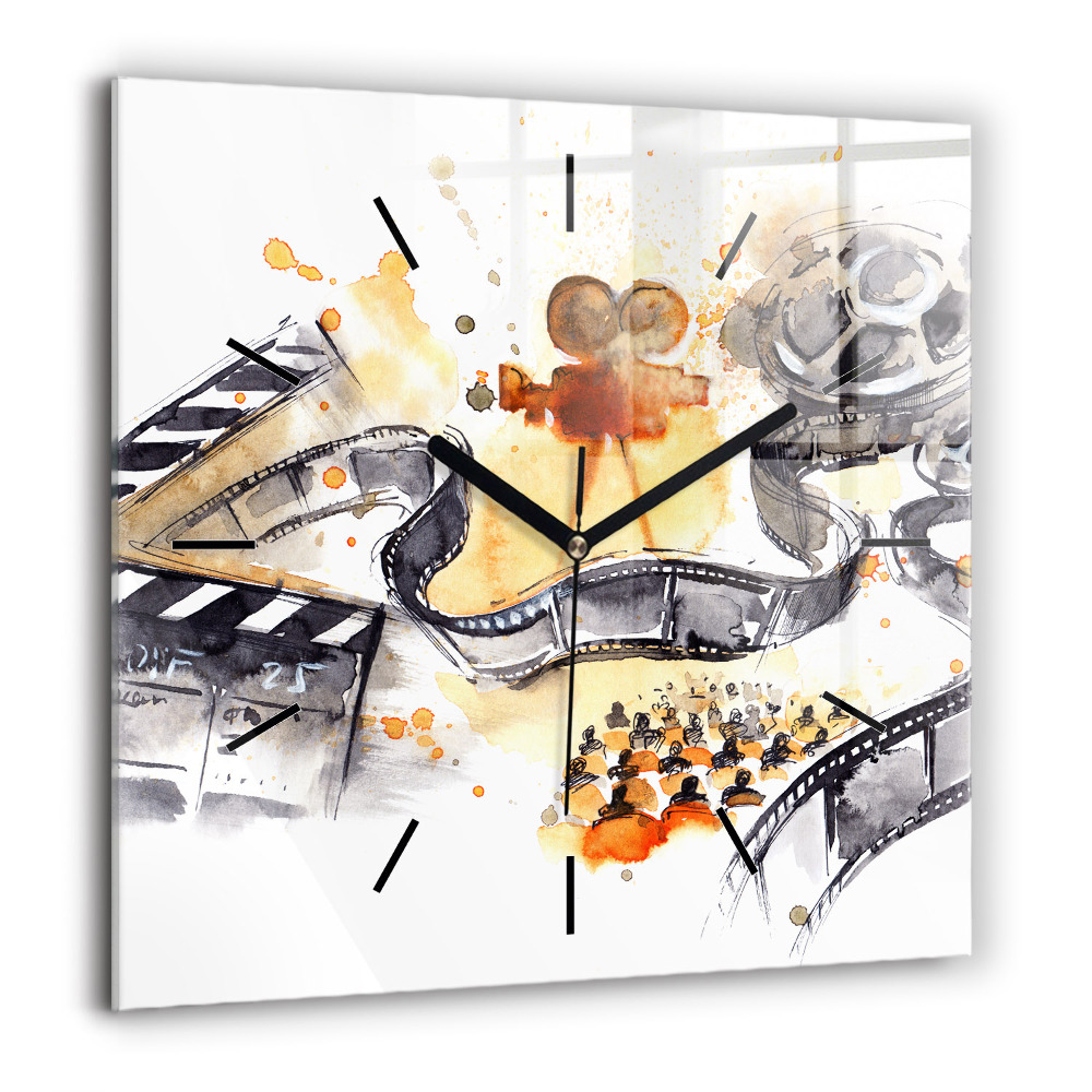 Horloge carrée en verre 60x60 cm Caméra de cinéma