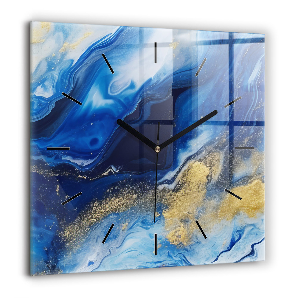Horloge murale carrée 60x60 cm Marbre bleu