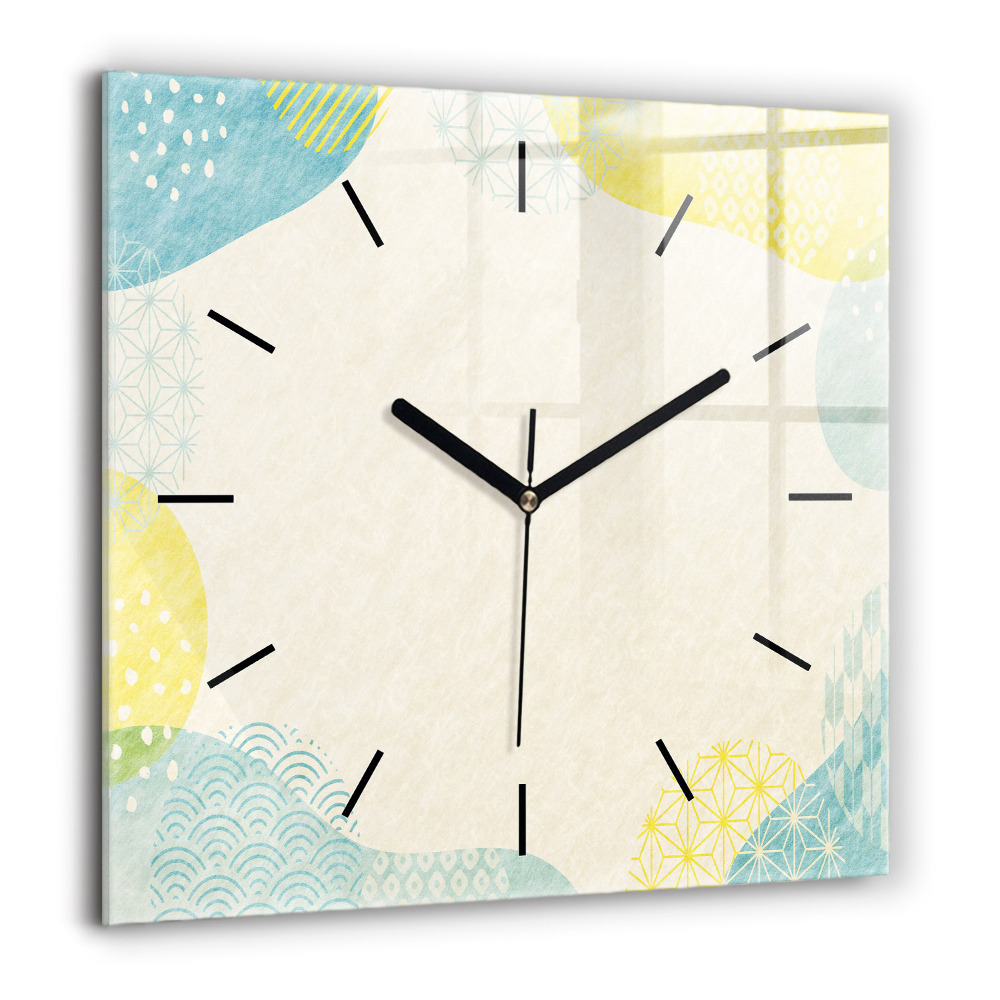 Pendule carrée en verre 60x60 cm Cadre à motifs