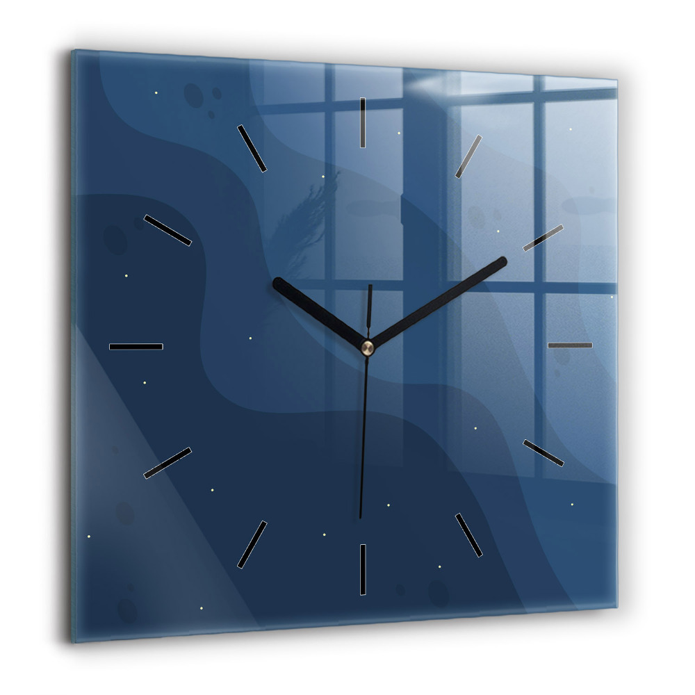 Horloge carrée en verre 60x60 cm Vagues bleues