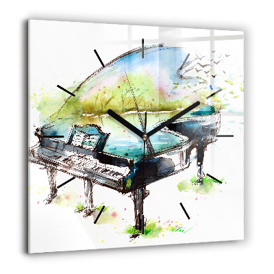 Horloge carrée en verre 60x60 cm Illustration des 4 saisons