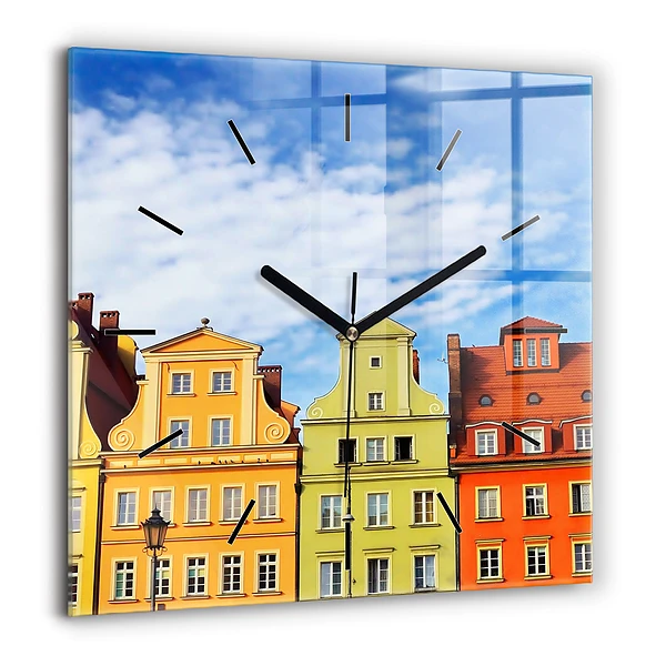 Horloge carrée en verre 60x60 cm Wroclaw - Vieille ville