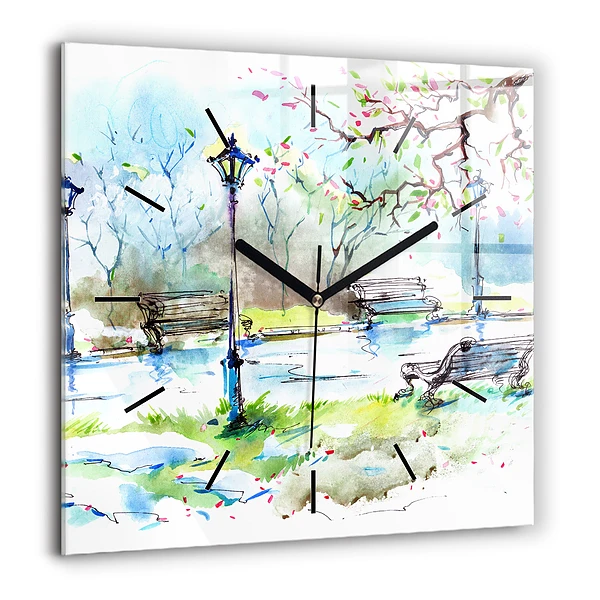 Horloge murale carrée 60x60 cm Printemps pittoresque