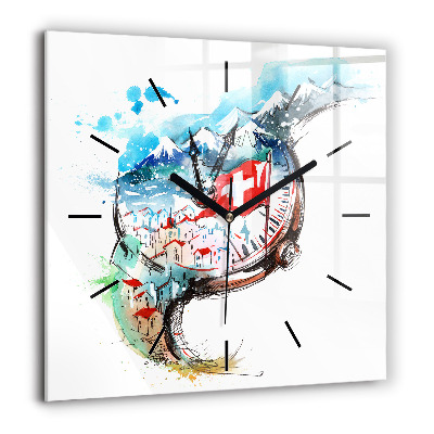Horloge murale carrée 60x60 cm Montre suisse