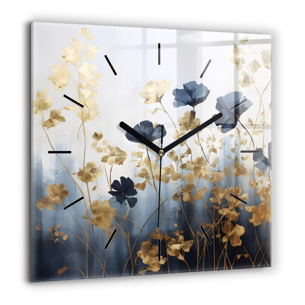 Pendule carrée en verre 60x60 cm Fleurs abstraites