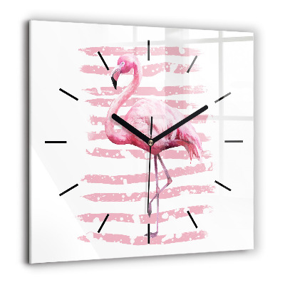 Horloge carrée en verre 60x60 cm Graphique de flamant rose