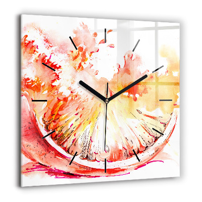 Pendule carrée en verre 60x60 cm Orange peinte