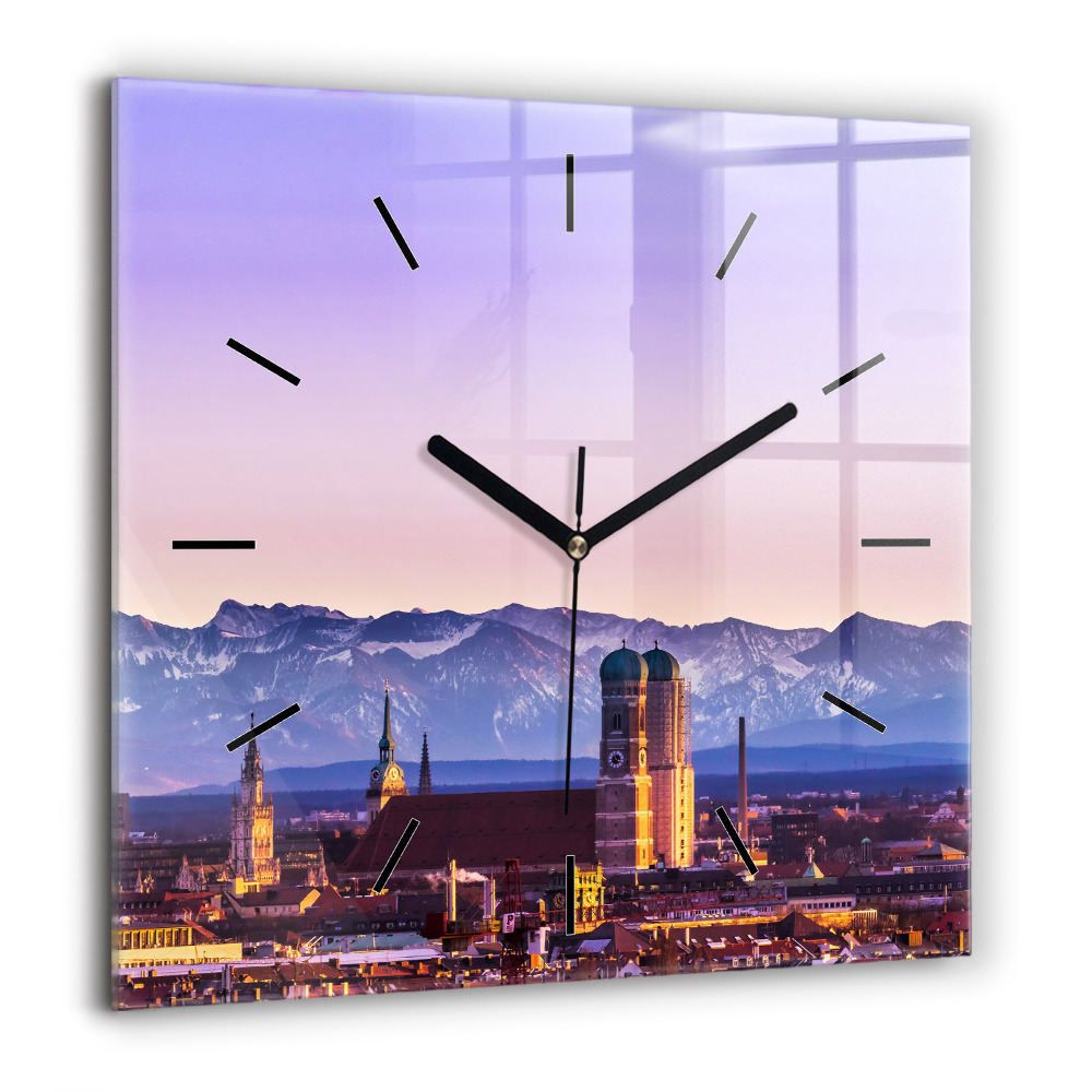 Pendule carrée en verre 60x60 cm Alpes allemandes Munich