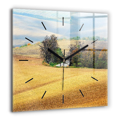 Horloge murale carrée 60x60 cm Moravie Paysage rural