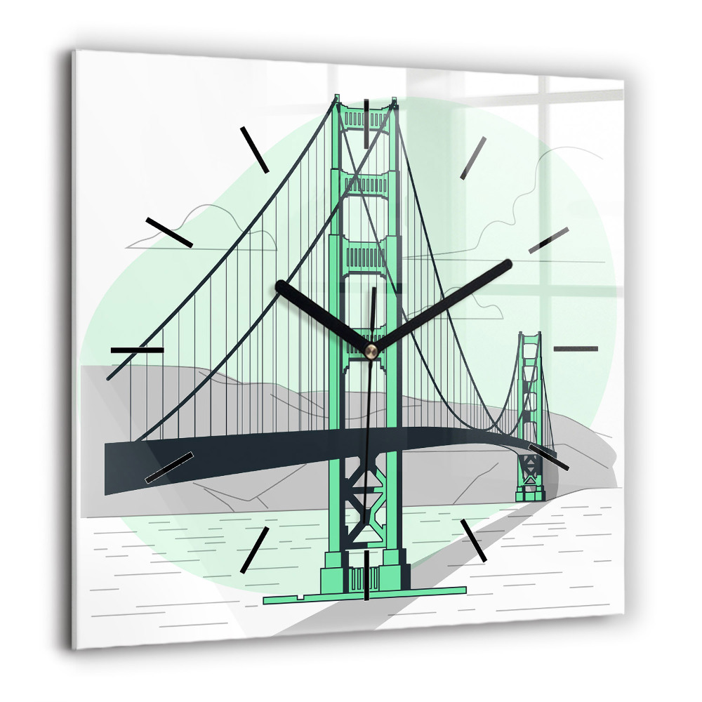 Pendule carrée en verre 60x60 cm Pont vert