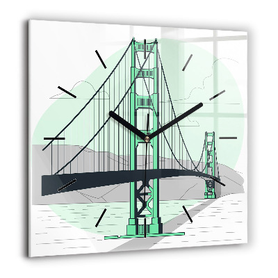 Pendule carrée en verre 60x60 cm Pont vert
