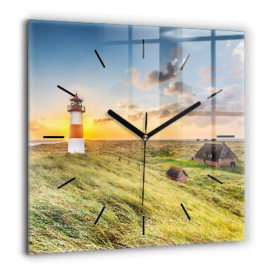 Horloge carrée en verre 60x60 cm Phare