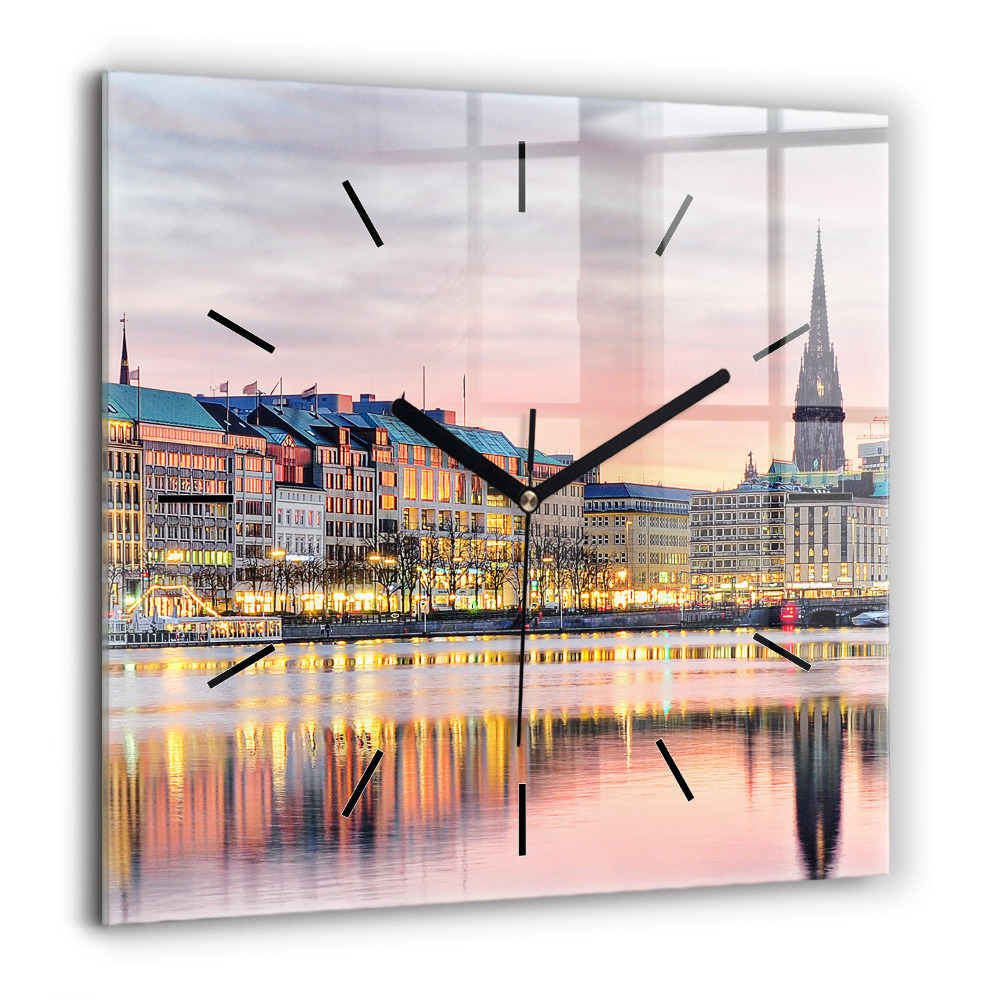 Horloge murale carrée 60x60 cm Alster à Hambourg