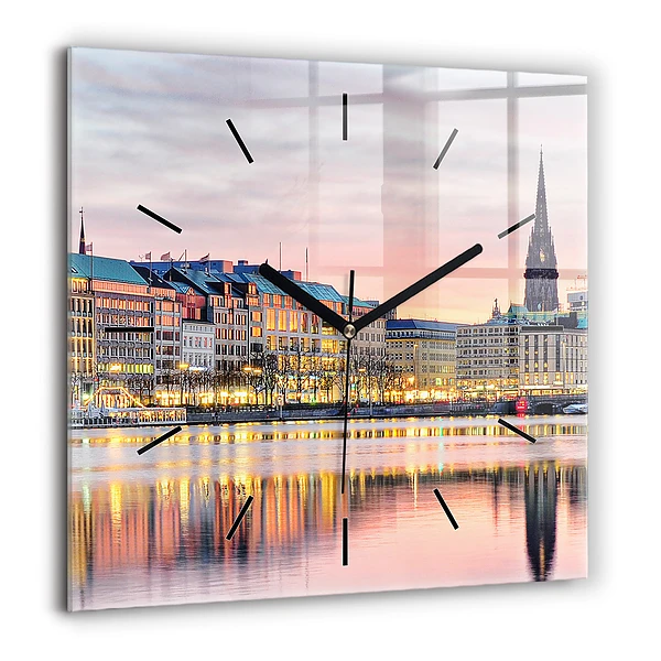 Horloge murale carrée 60x60 cm Alster à Hambourg