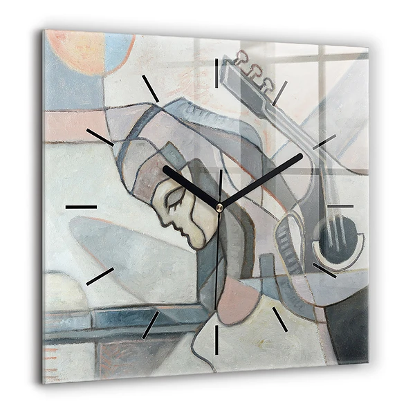 Horloge carrée en verre 60x60 cm Peinture abstraite