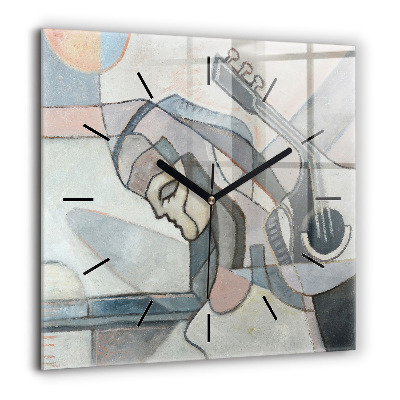 Horloge carrée en verre 60x60 cm Peinture abstraite