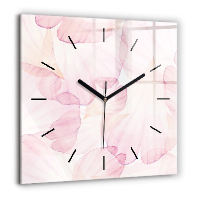 Pendule carrée en verre 60x60 cm Pétales d'aquarelle