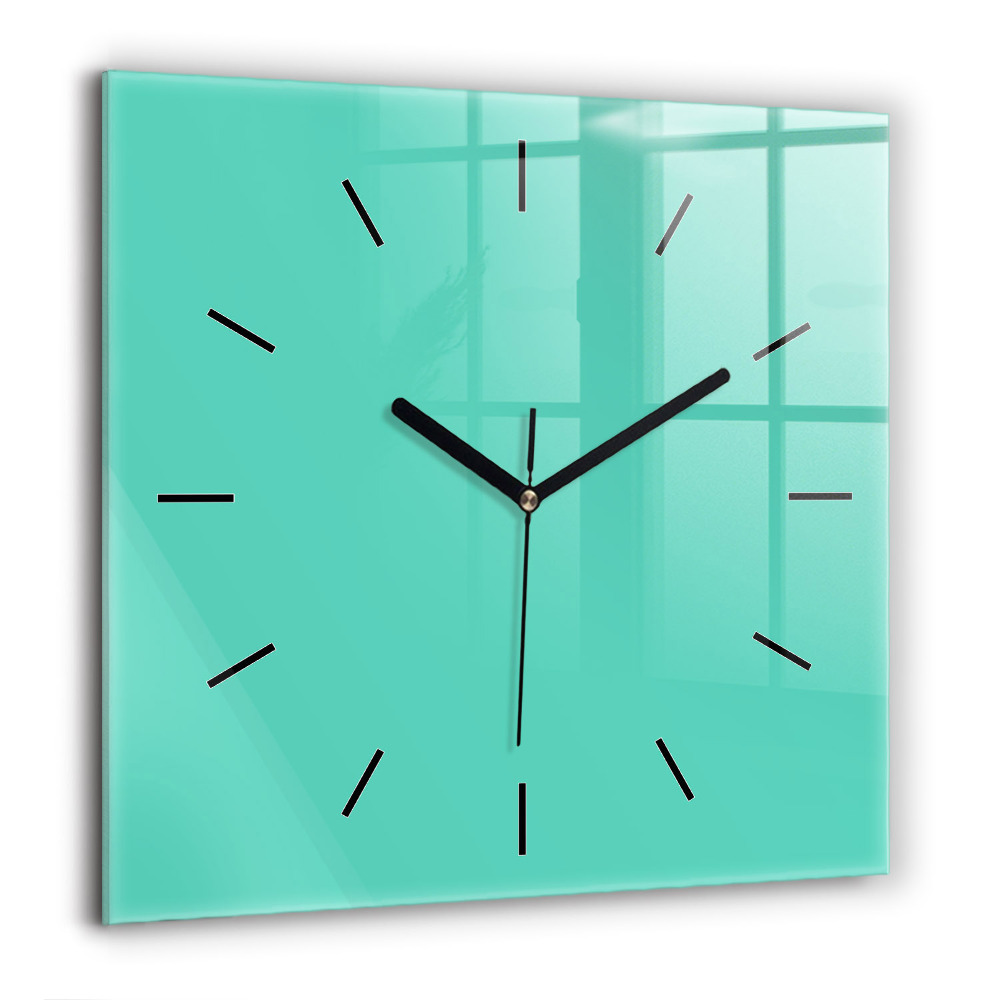 Horloge carrée en verre 60x60 cm Turquoise