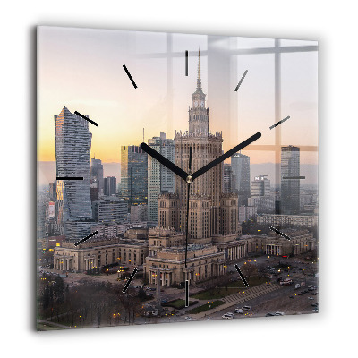 Horloge murale carrée 60x60 cm Panorama de Varsovie
