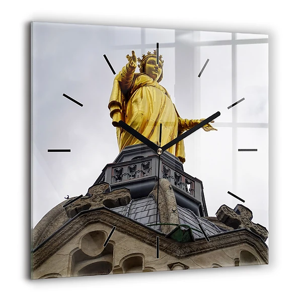 Pendule carrée en verre 60x60 cm Statue de Notre-Dame à Lyon