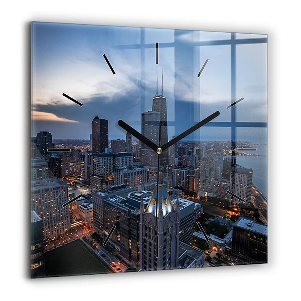 Pendule carrée en verre 60x60 cm Photo de Chicago